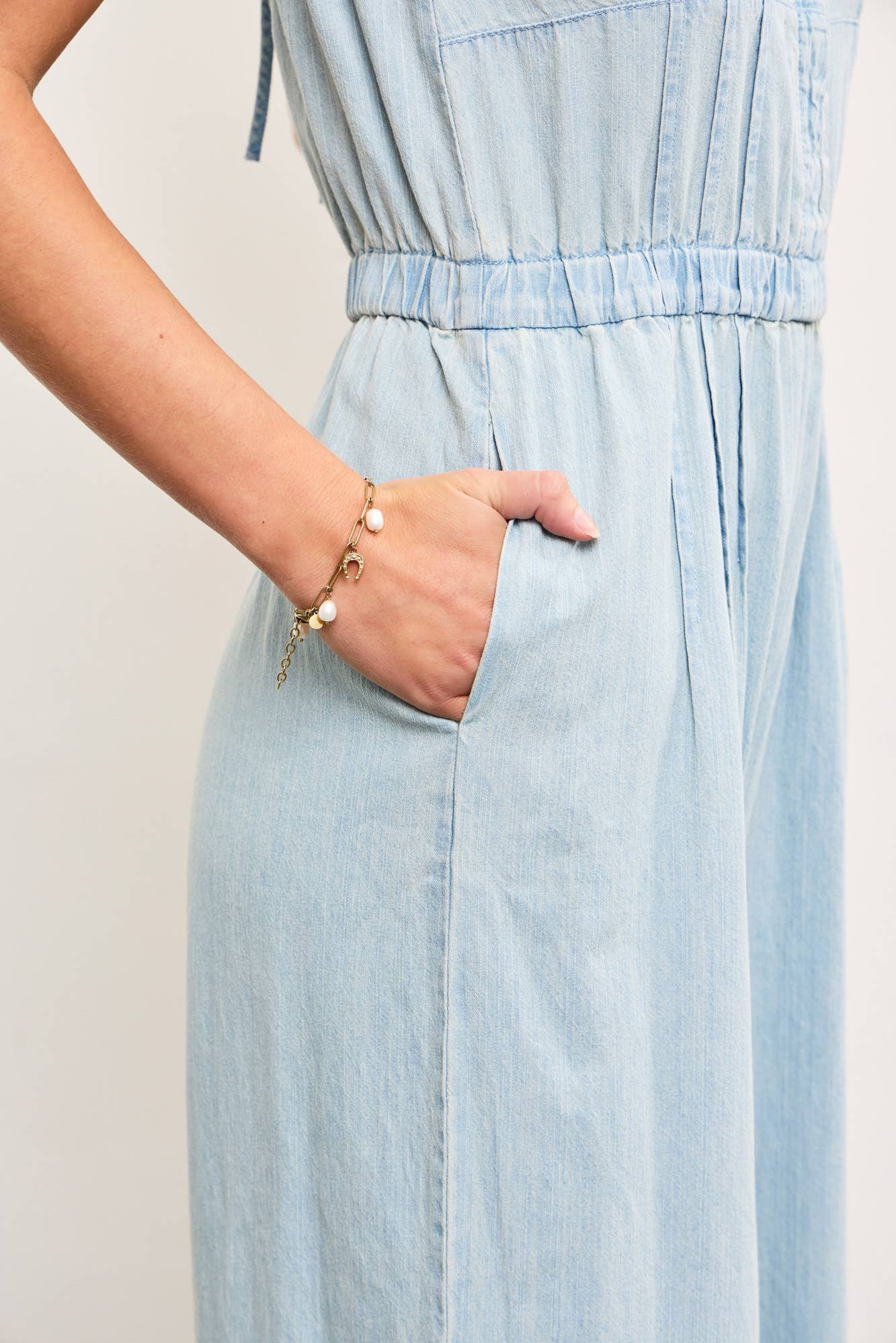 Tied Back Denim Jumpsuit
