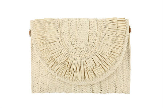 Ladies Cross Body Straw Clutch Bag 