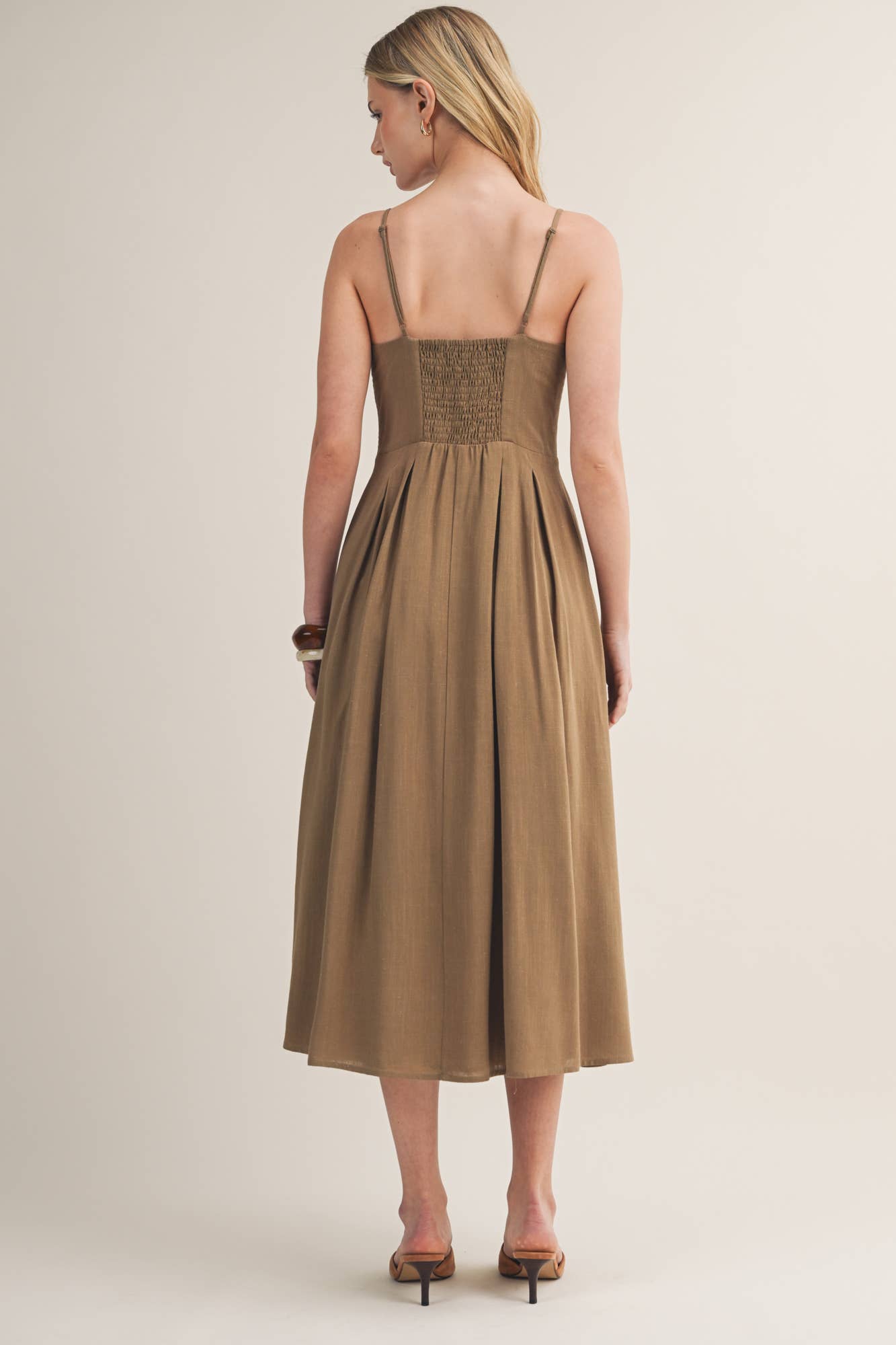 PLEATED TUCK CAMI DRESS