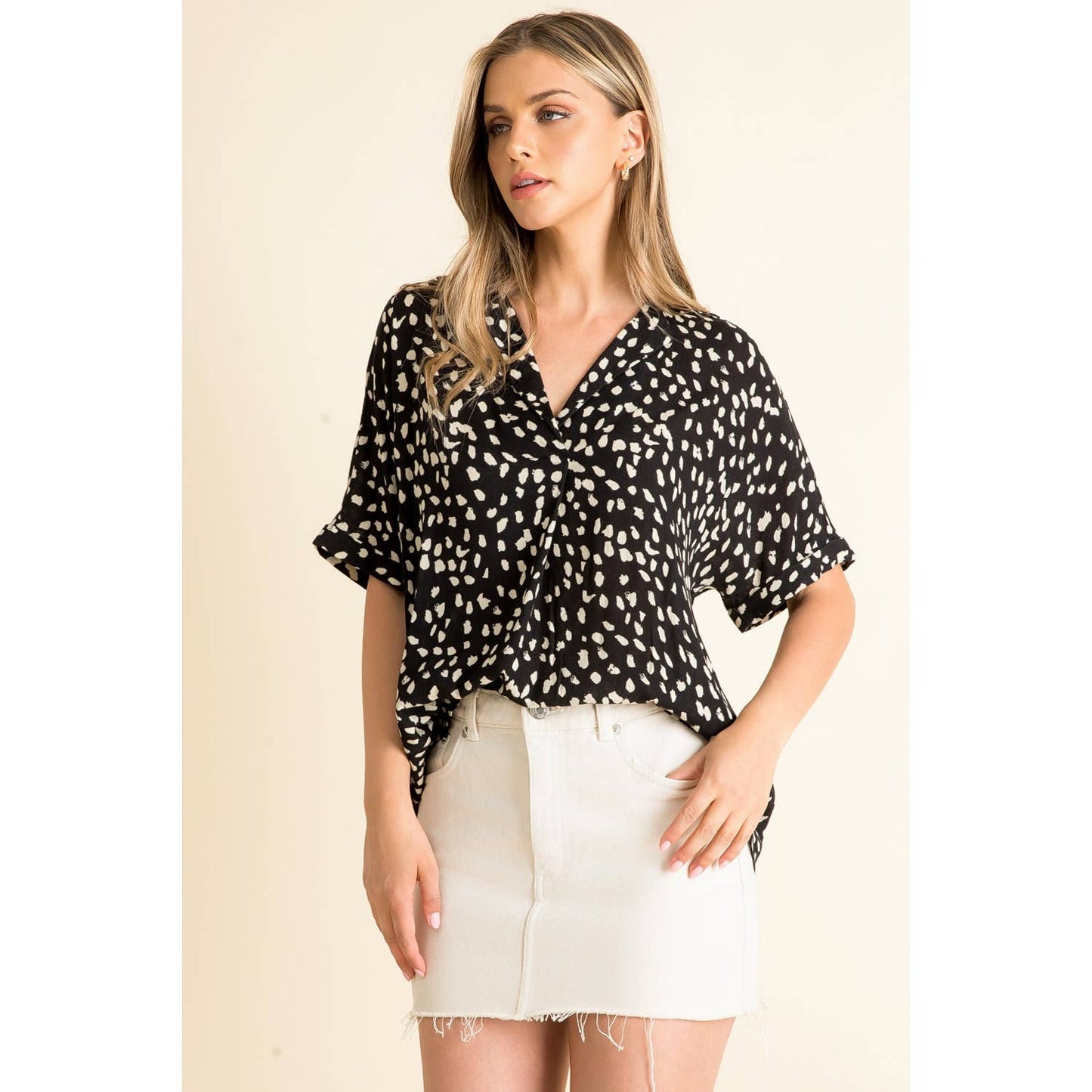 Collared Print Blouse