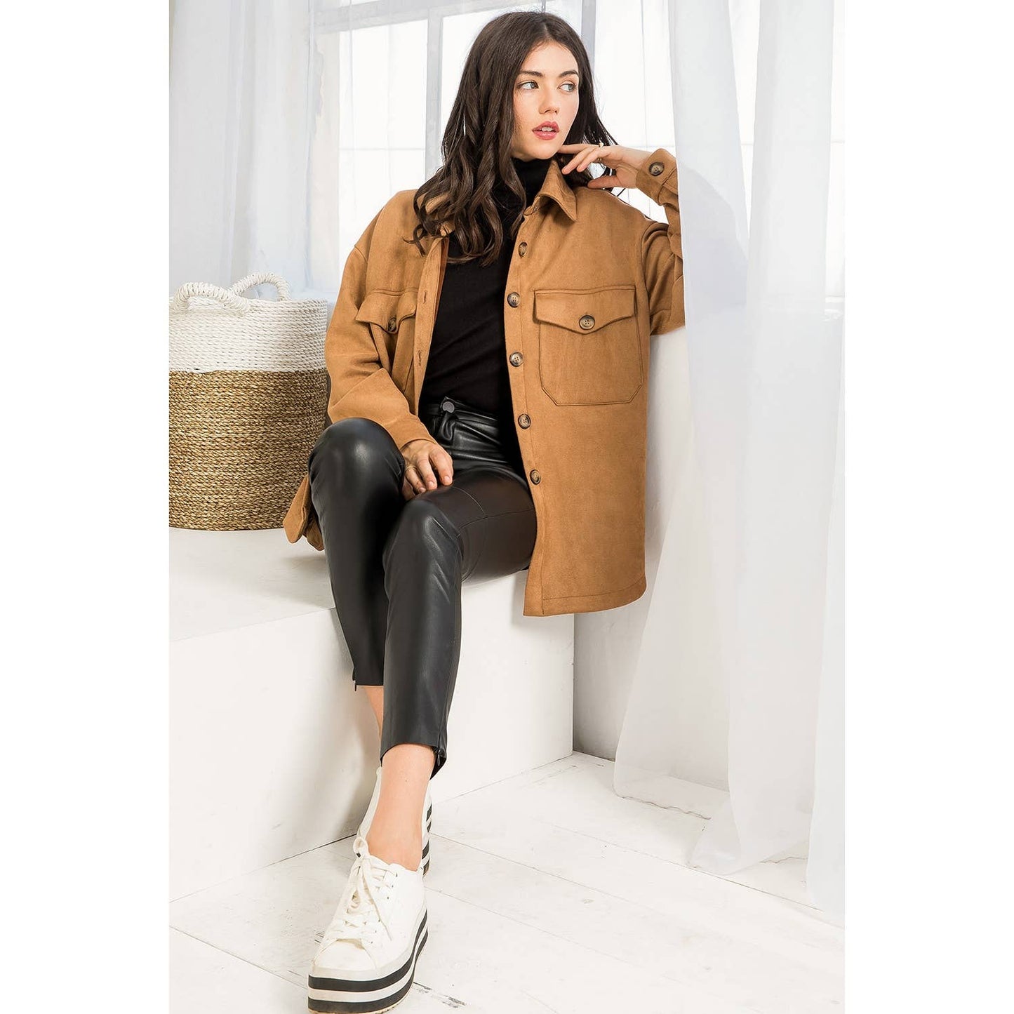Suede Button Up Jacket