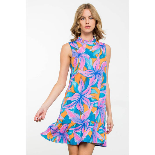 Sleeveless Flower Print Dress