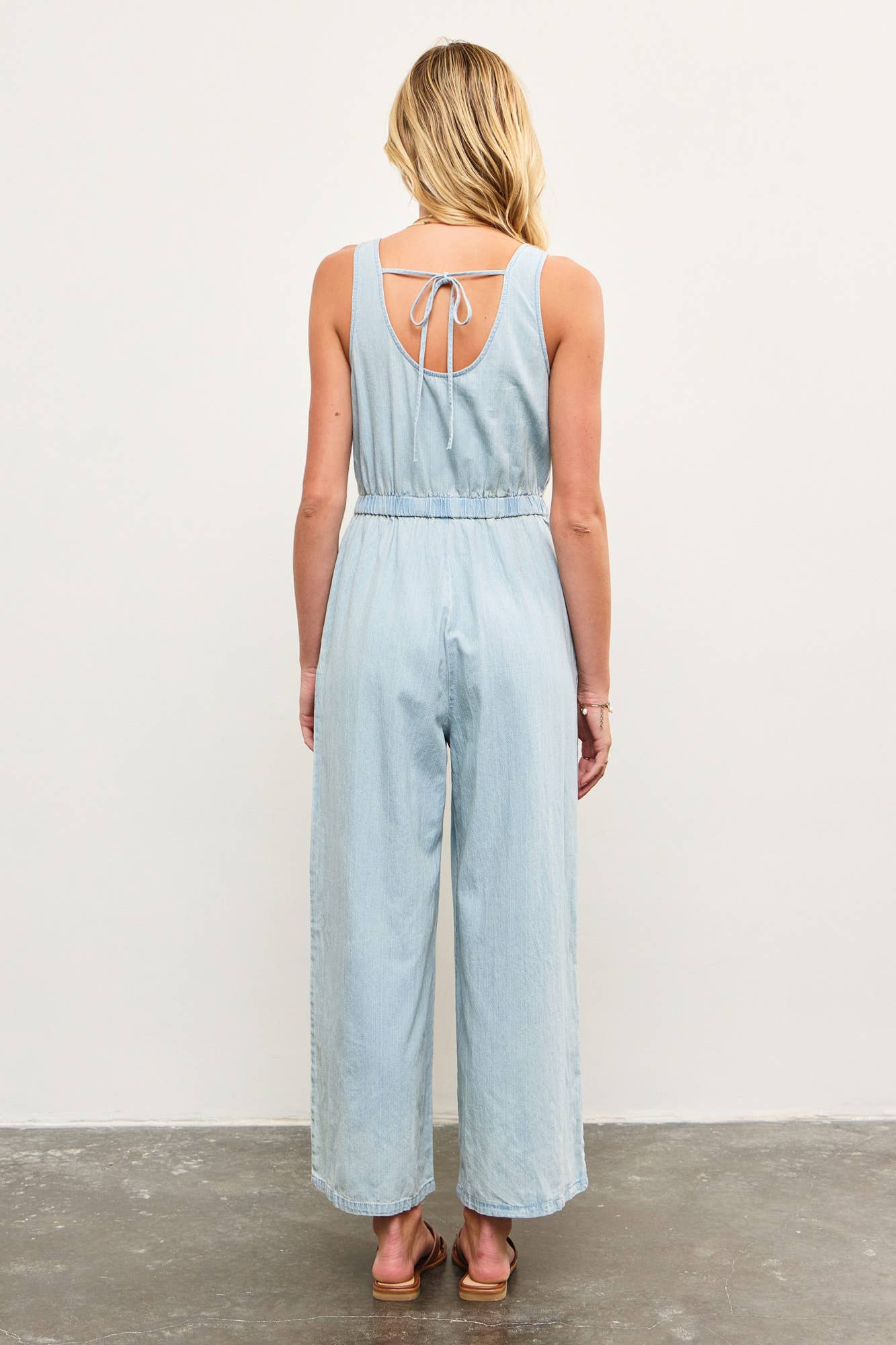 Tied Back Denim Jumpsuit