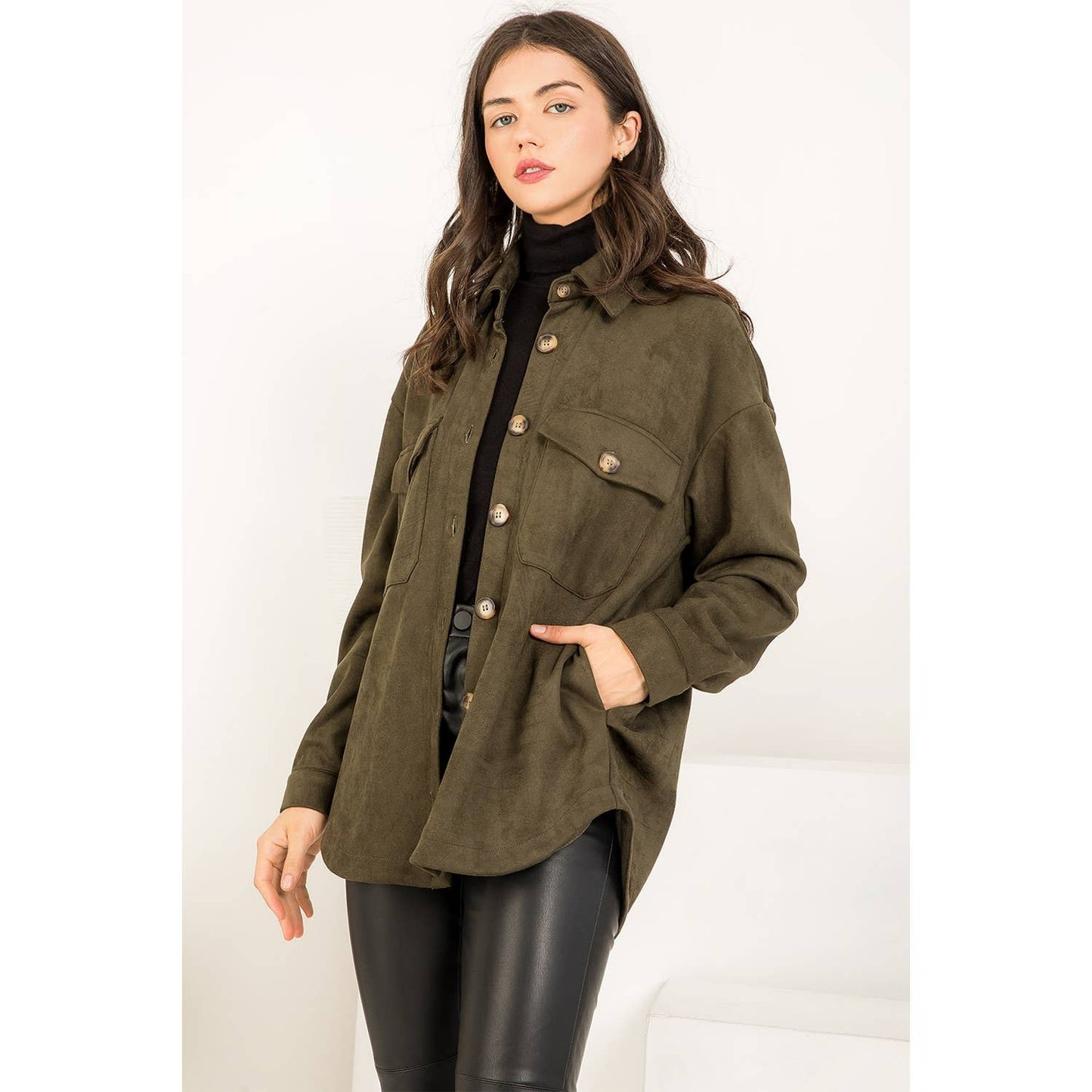 Suede Button Up Jacket