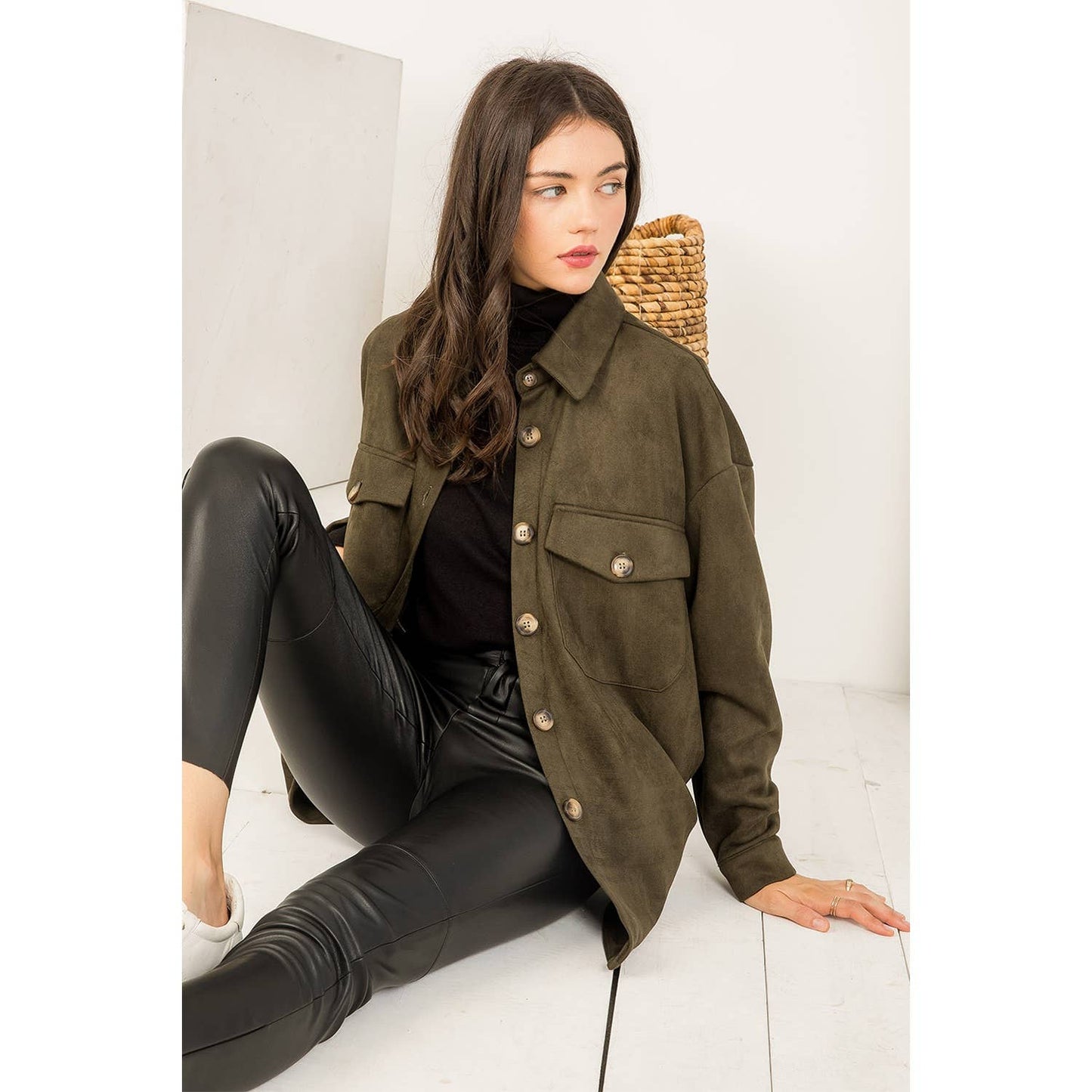 Suede Button Up Jacket