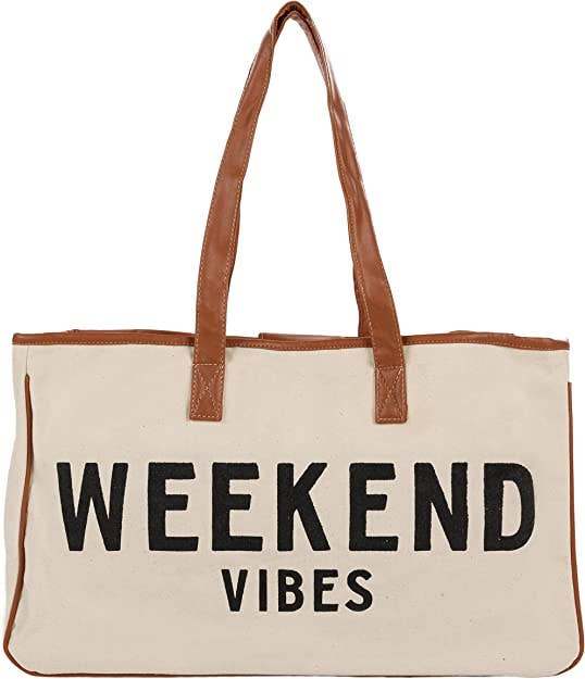 Large Cotton Tote Bag - Weekend Vibes