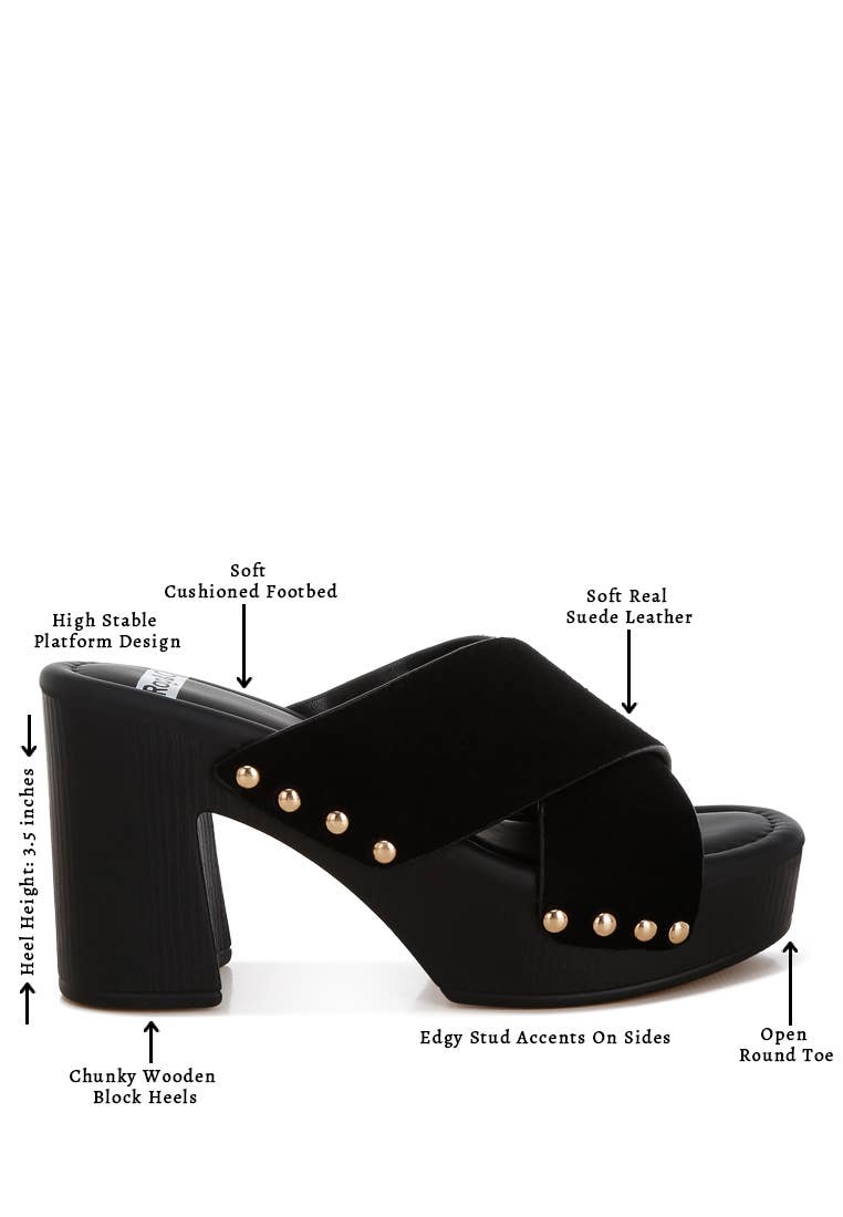 Mearsk Genuine Suede Leather Clogs