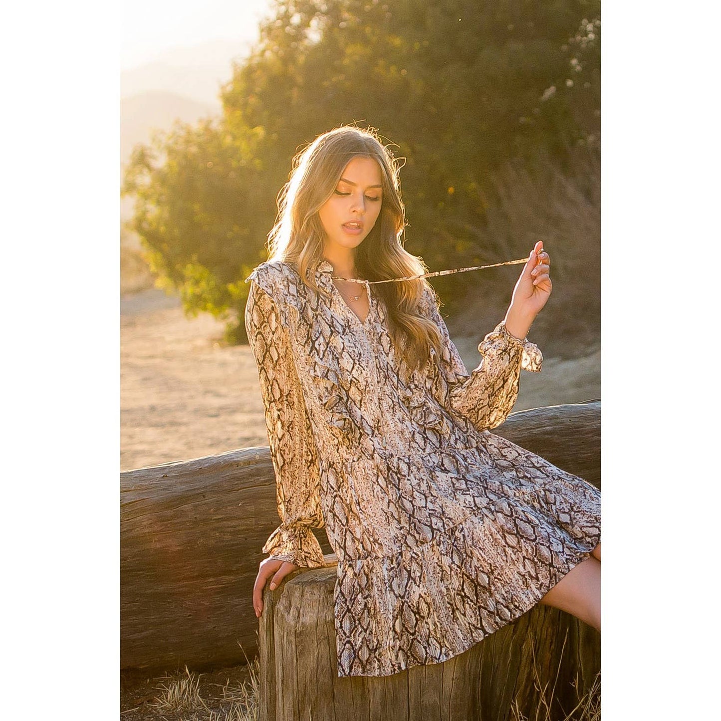 Snake Print Ruffle Dress