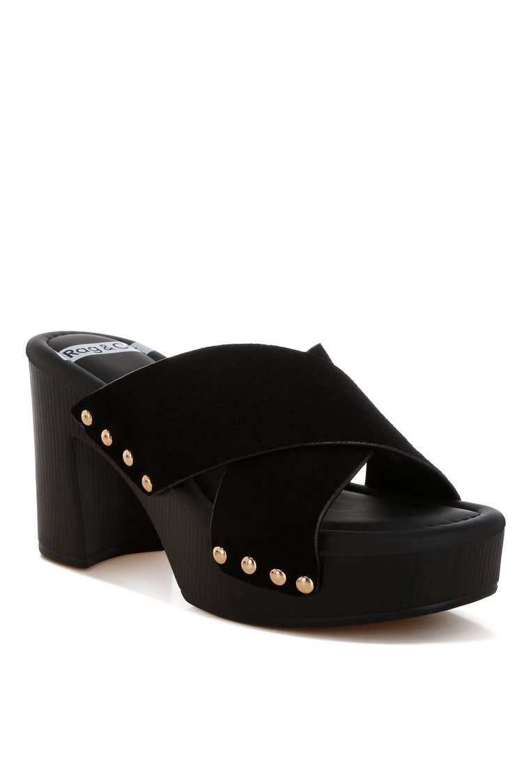 Mearsk Genuine Suede Leather Clogs