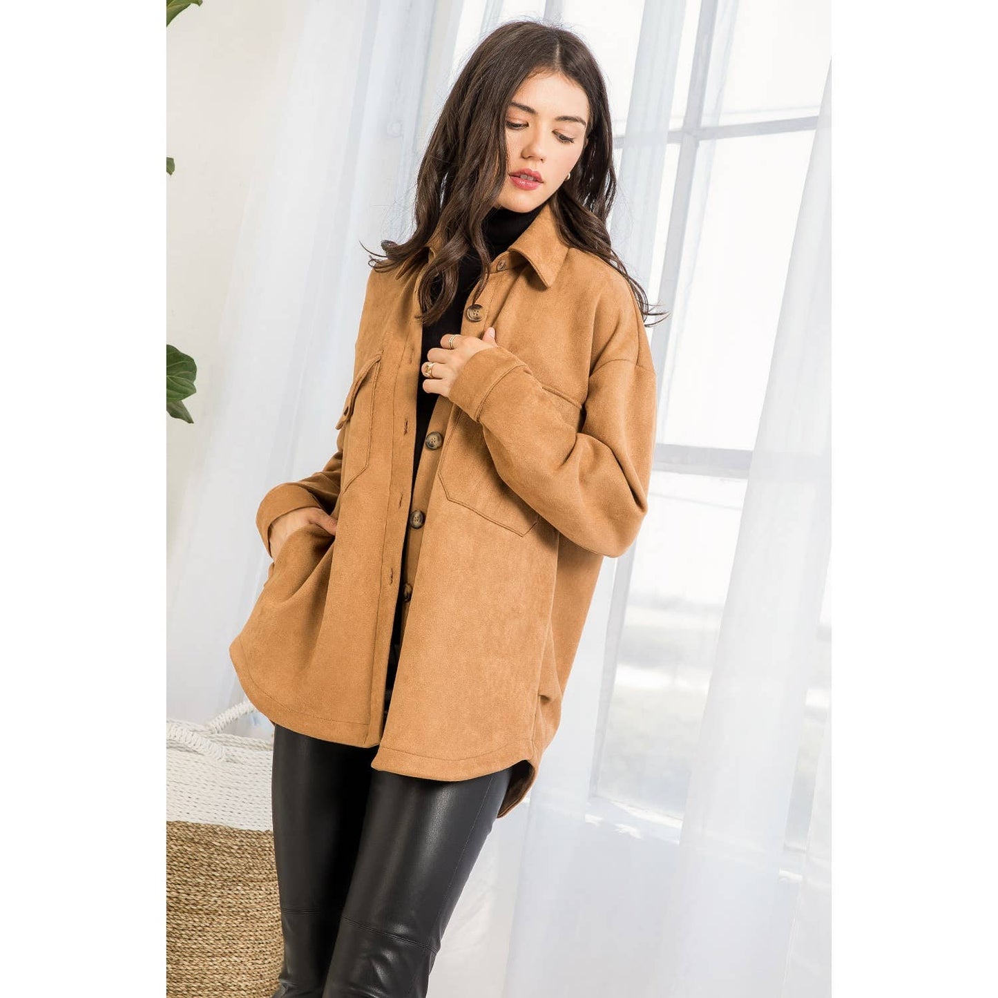 Suede Button Up Jacket