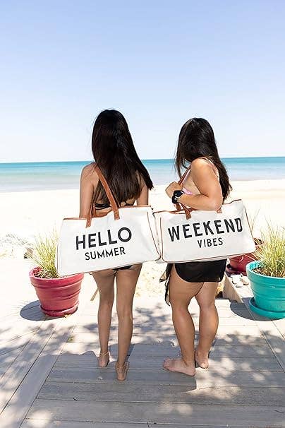 Large Cotton Tote Bag - Weekend Vibes