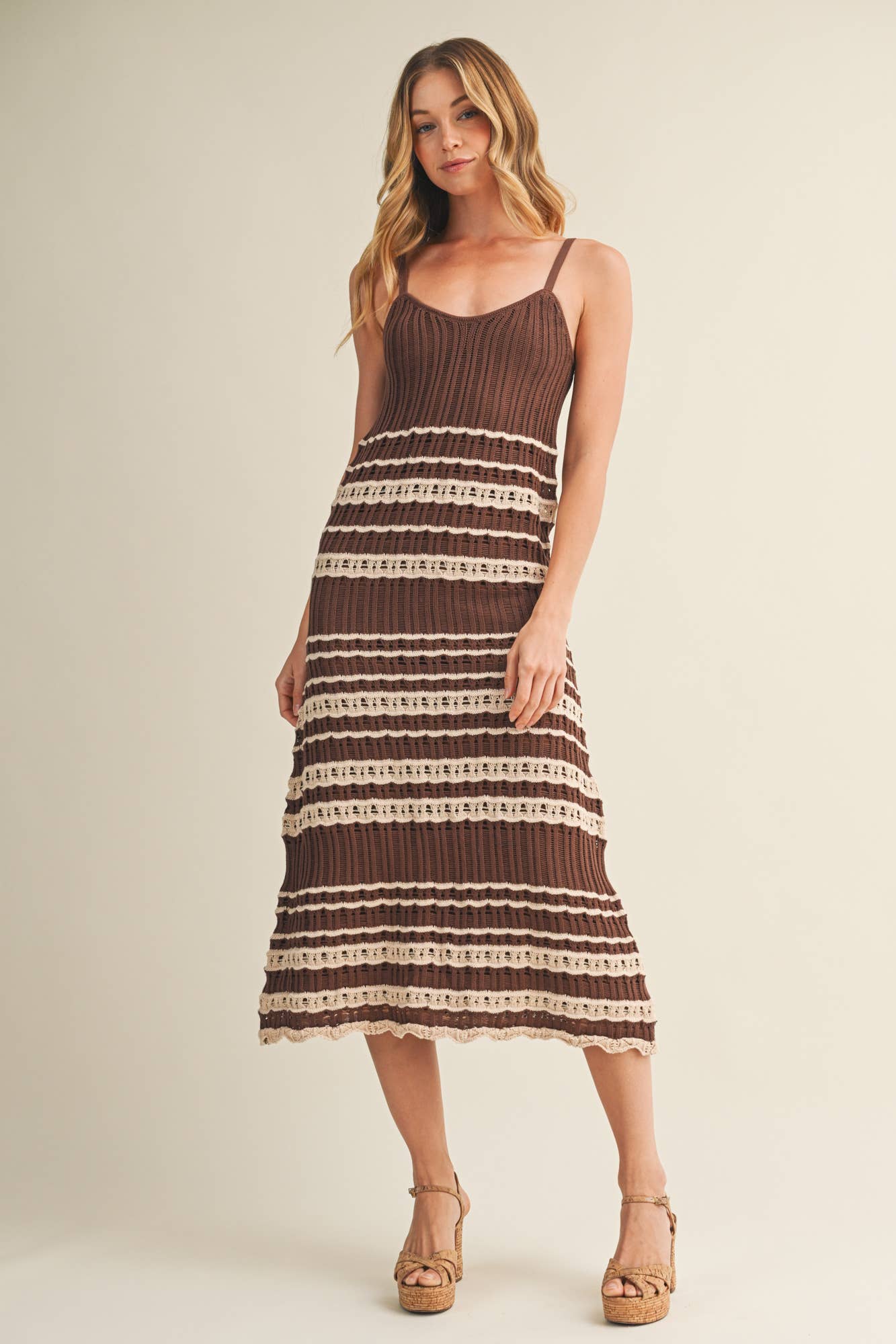 Crochet Lace Inset Ribbed Dress