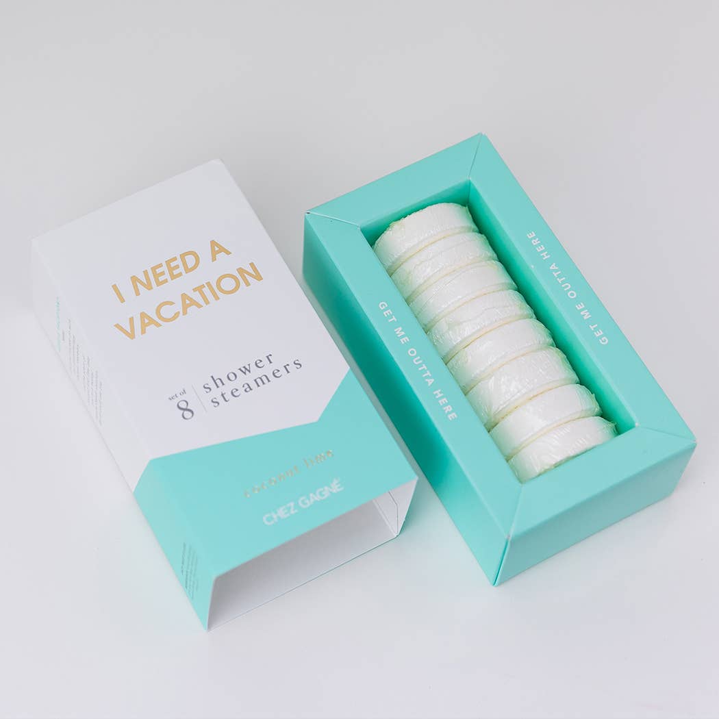 Chez Gagne I Need A Vacation - Aromatherapy Shower Steamers - Coconut Lime - Set of 8