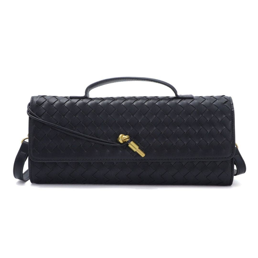 Black Woven Baguette Bag