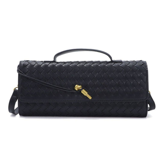 Black Woven Baguette Bag