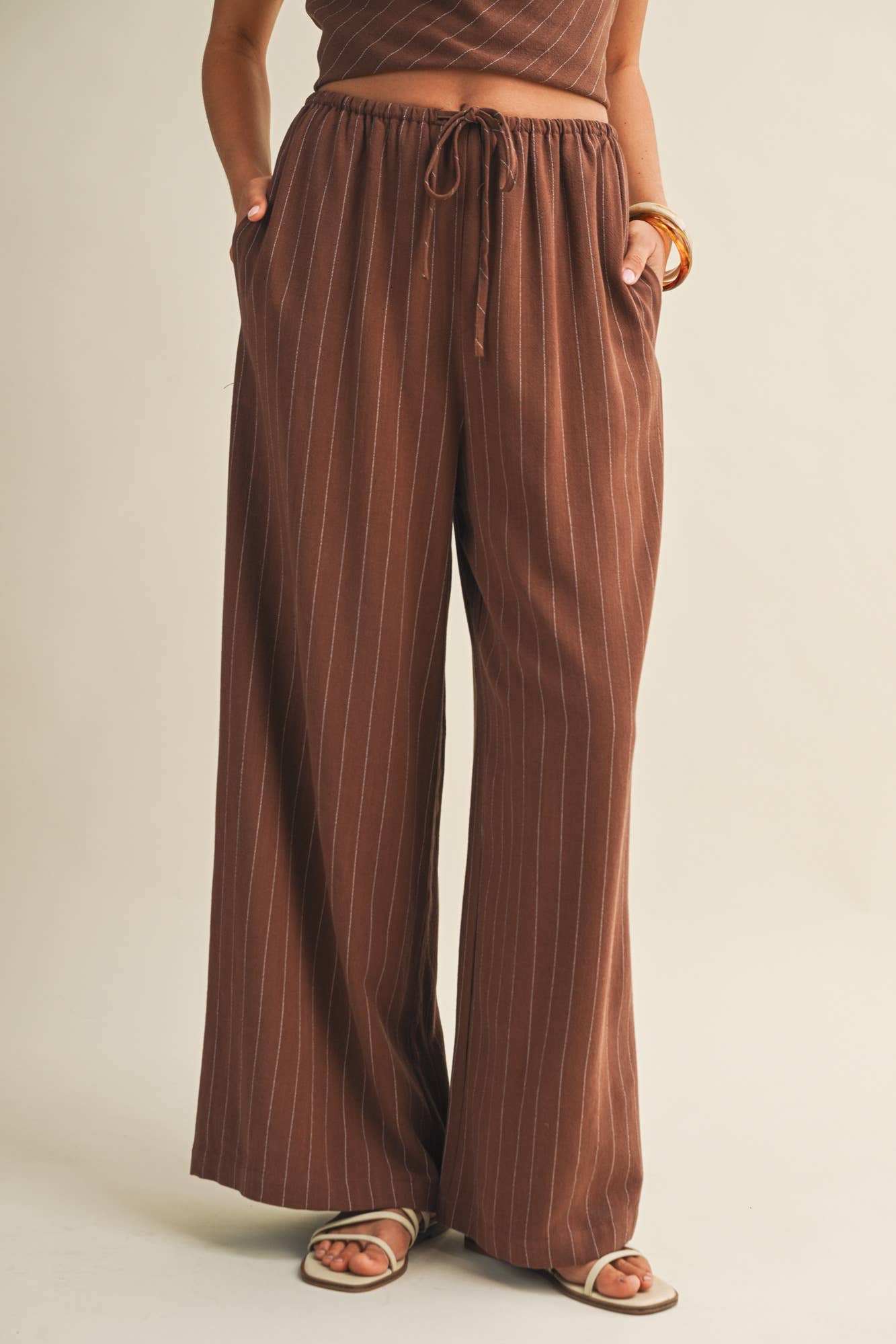 DRAWSTRING WAIST STRIPE PANTS