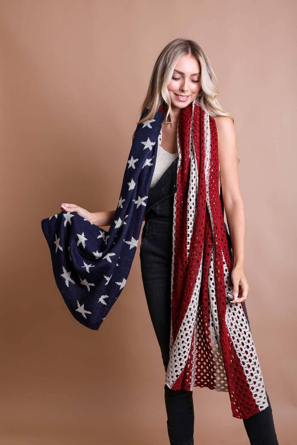 Netted Oversized American Flag Knit Blanket Scarf 🇺🇸