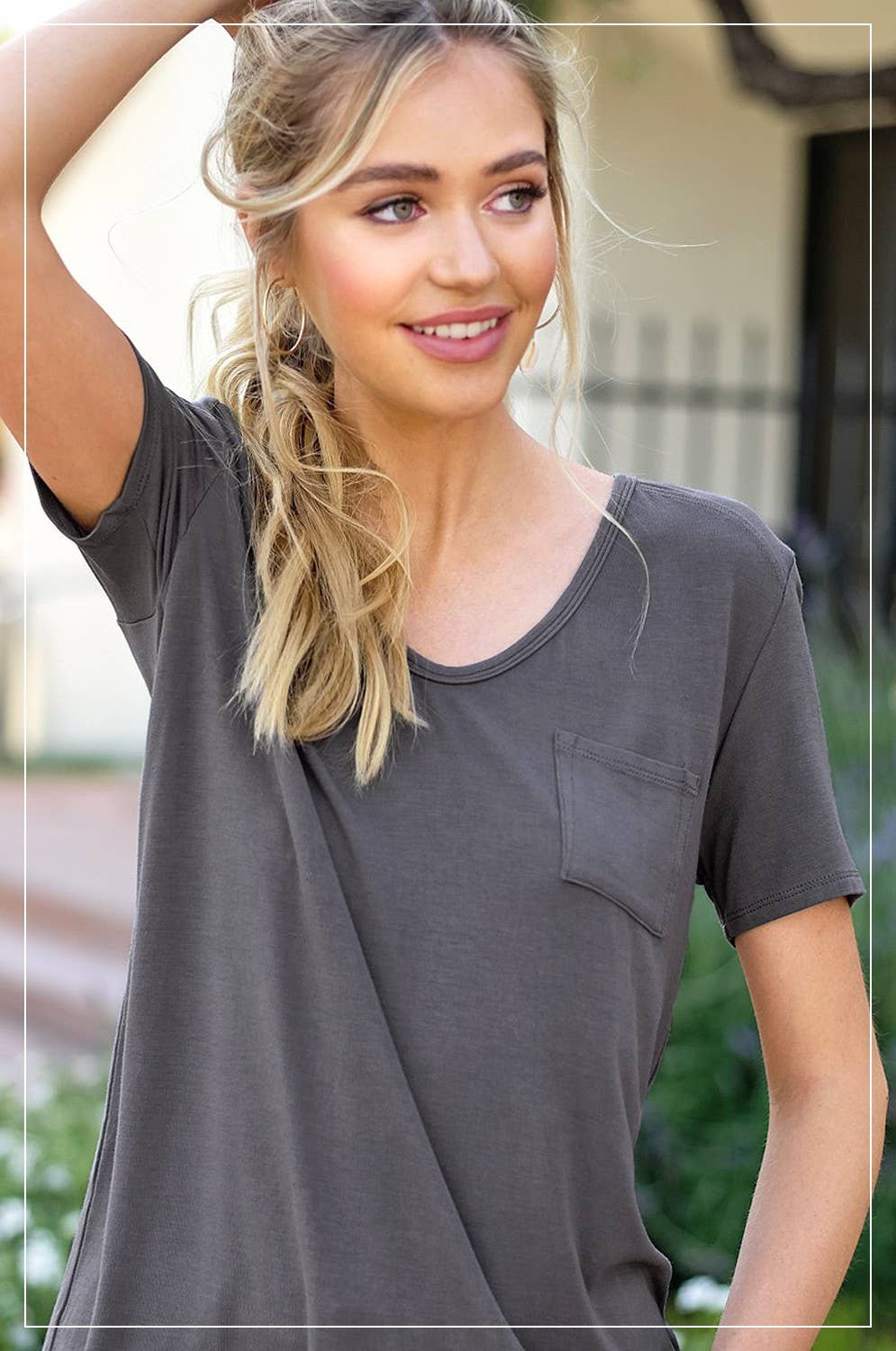 Super Soft Front Pocket Short Sleeve Basic Top
