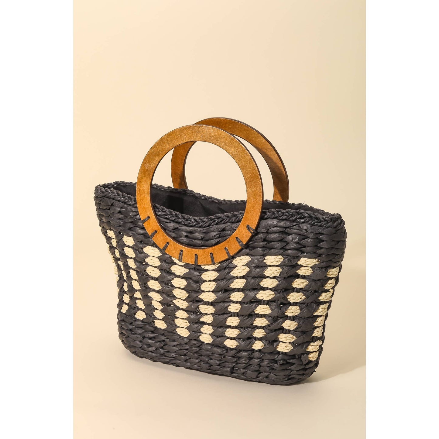 Small Braided Round Handle Tote Bag