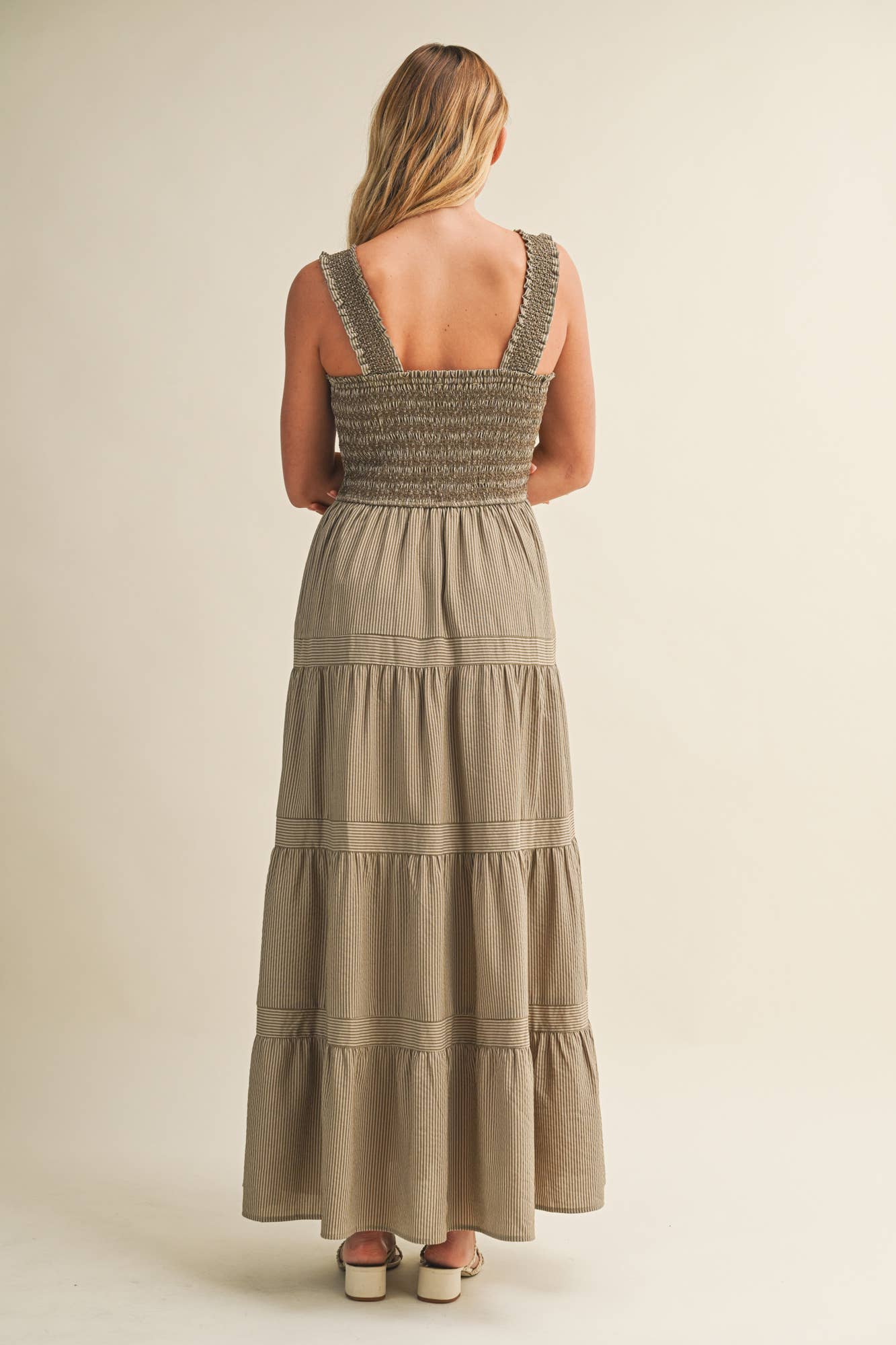Square Neck Smocked Tiered Maxi Dress