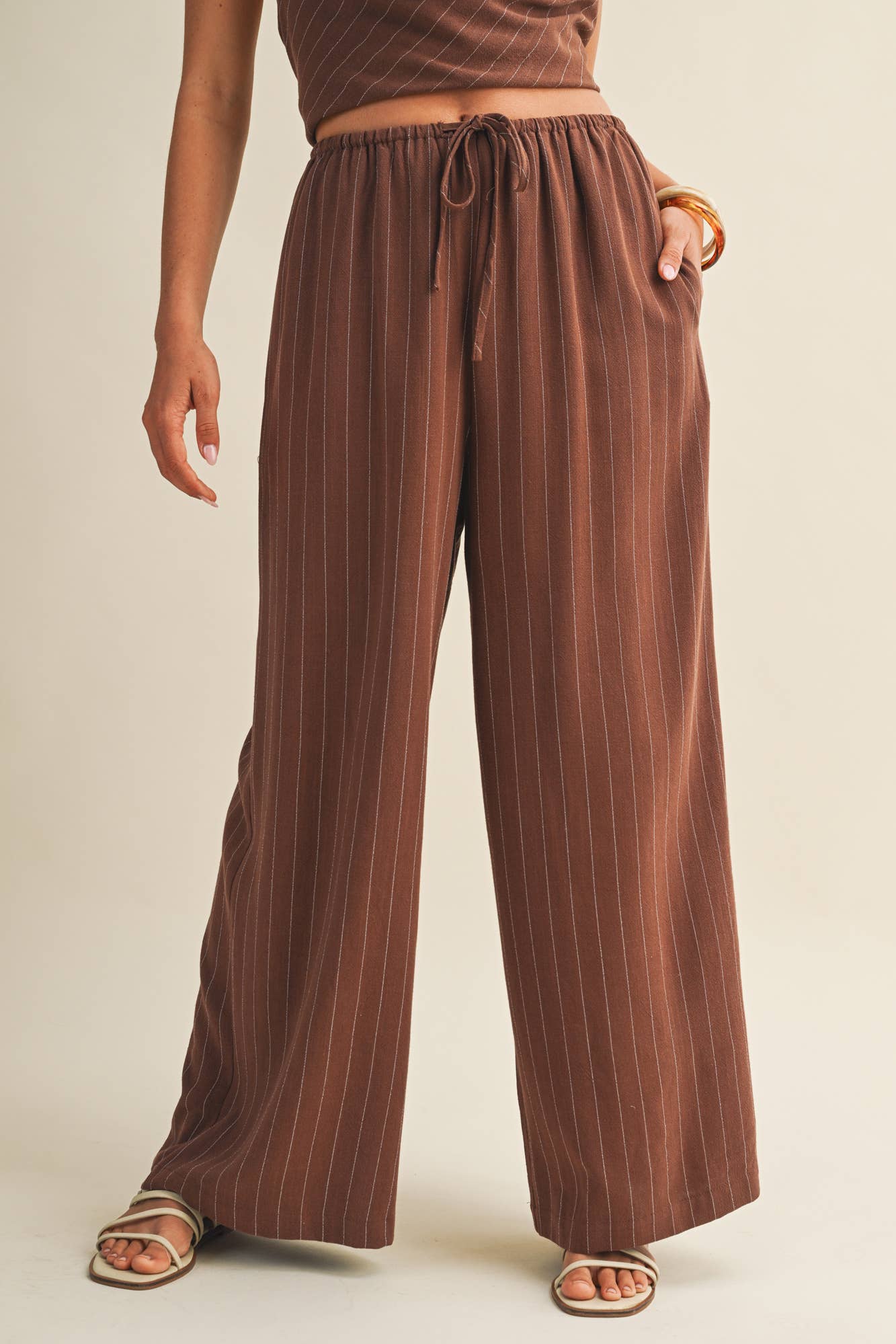 DRAWSTRING WAIST STRIPE PANTS