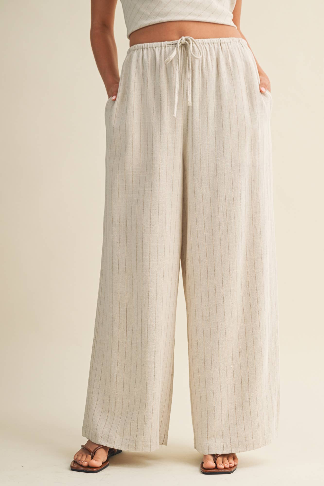 DRAWSTRING WAIST STRIPE PANTS