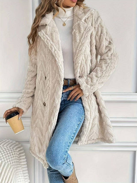 Houndstooth Pattern  Fleece Coat