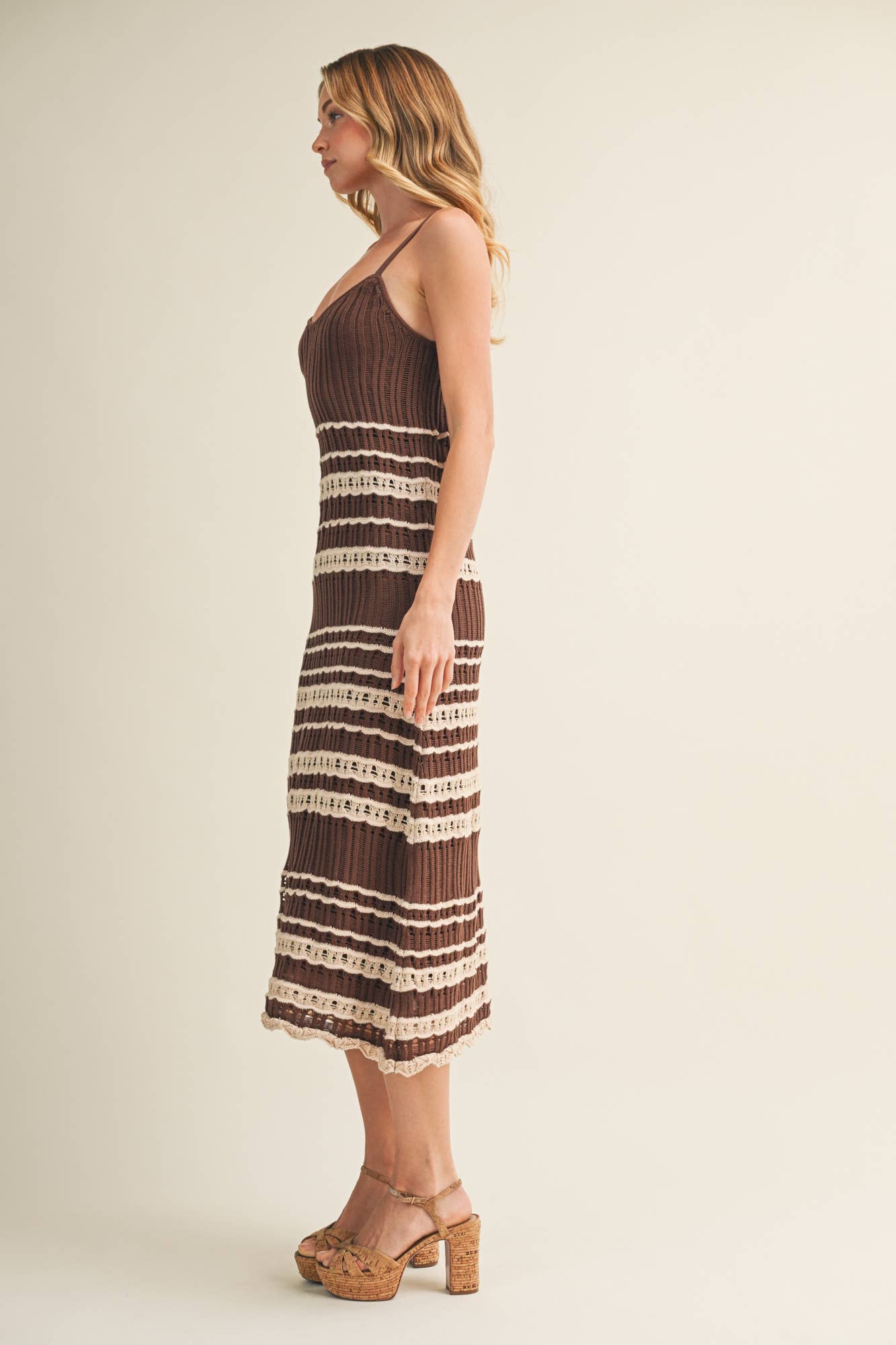 Crochet Lace Inset Ribbed Dress