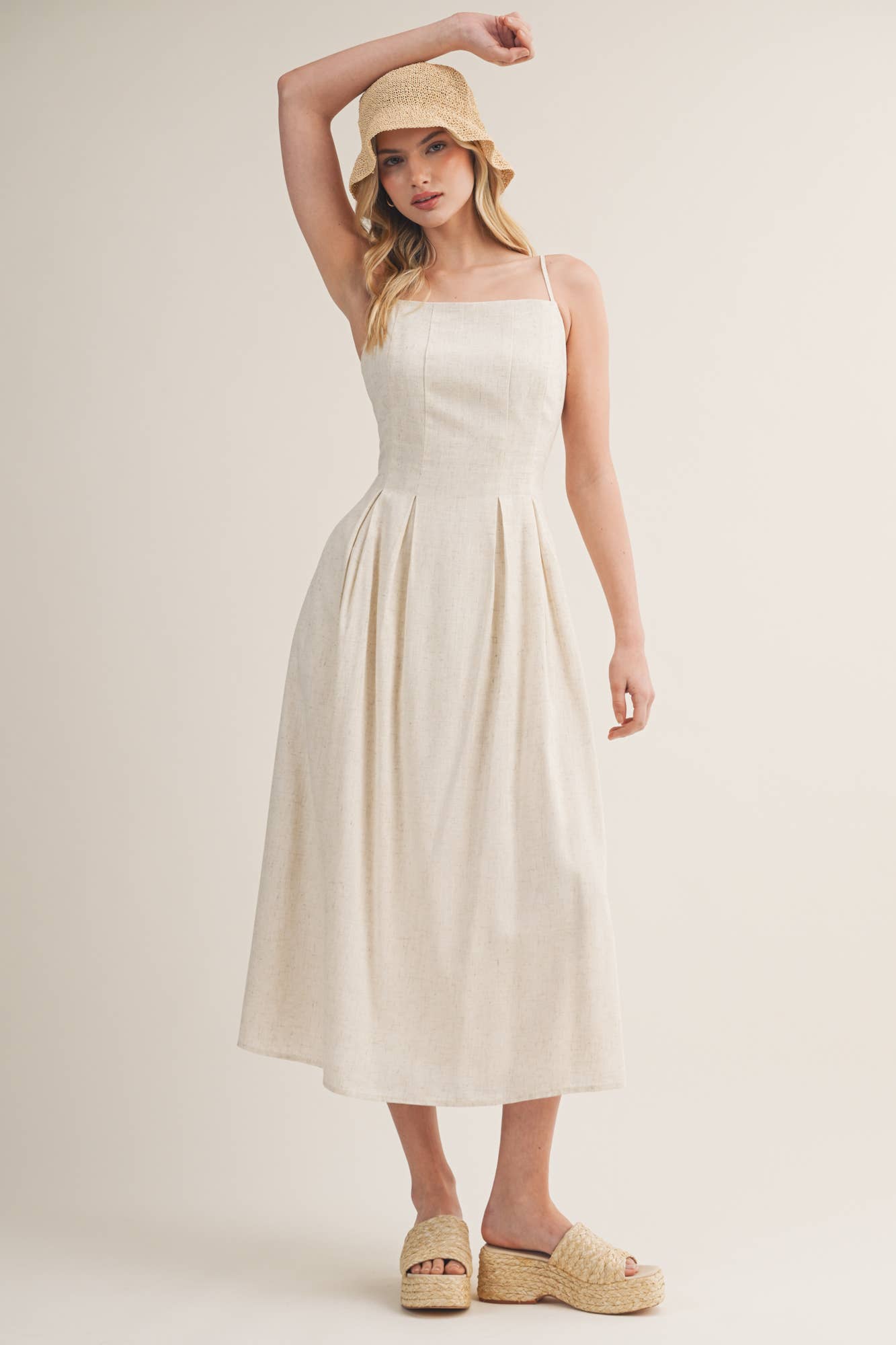 PLEATED TUCK CAMI DRESS