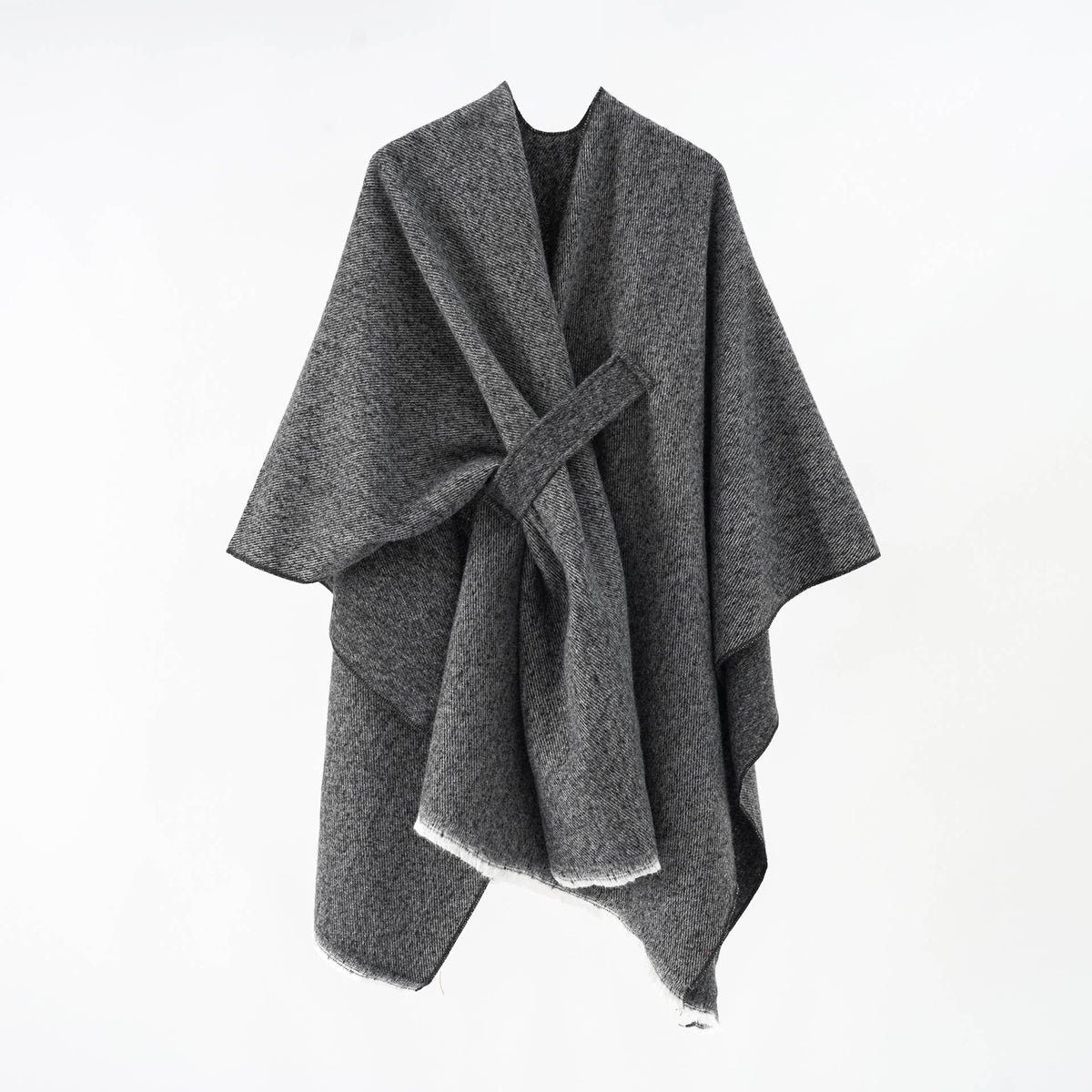Asymmetrical plain chilly ruana