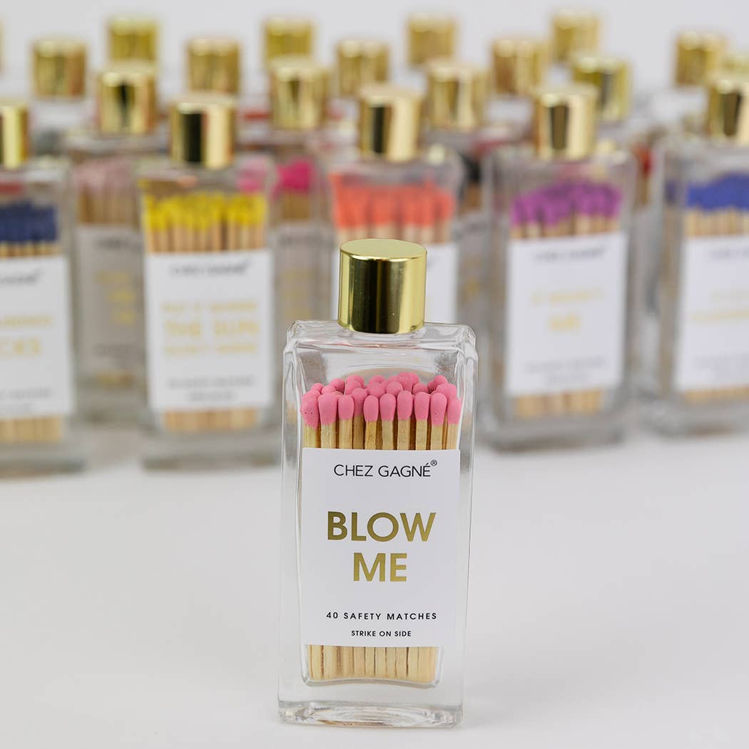 Chez Gagne Blow Me - Glass Bottle Safety Matches - Pink