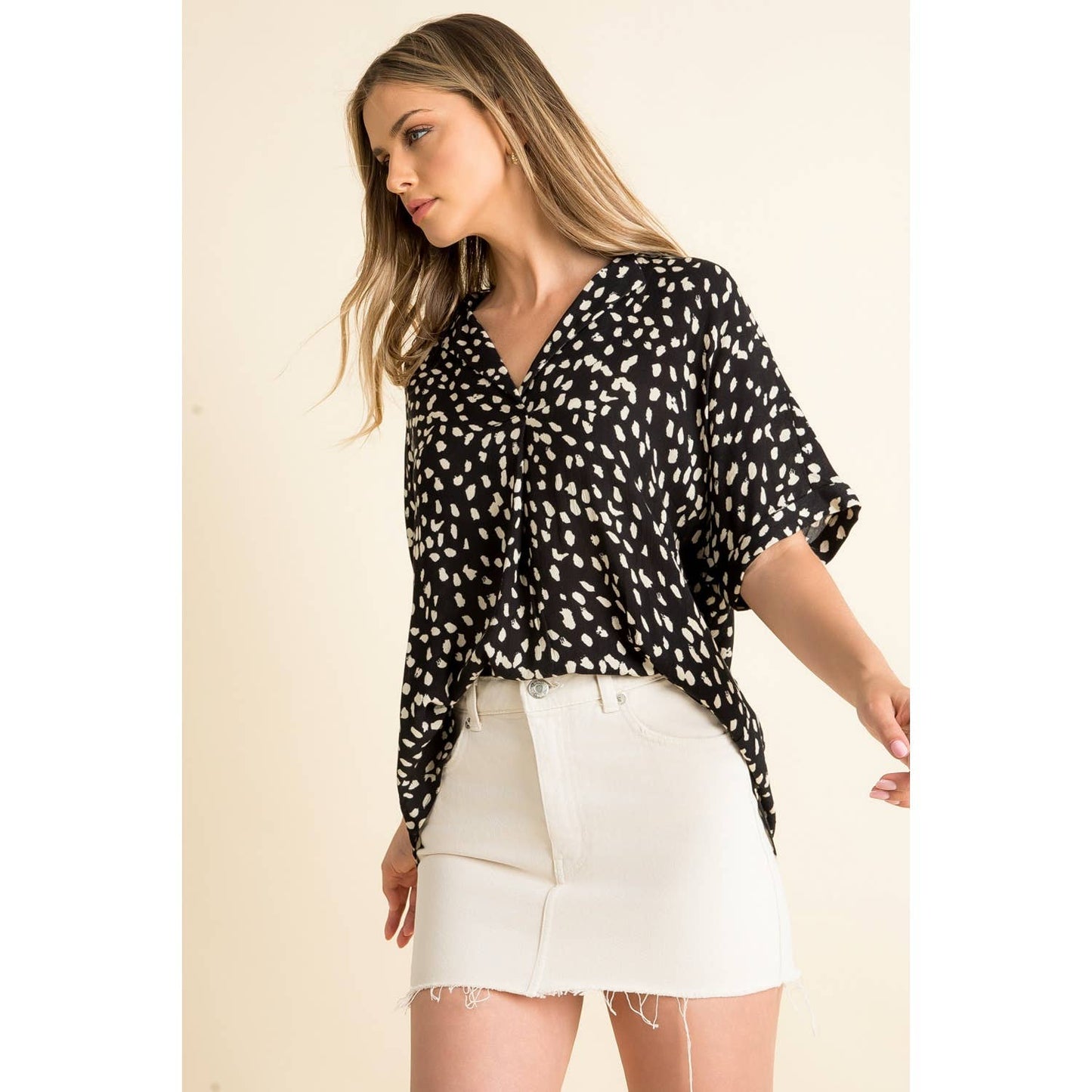 Collared Print Blouse