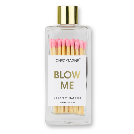 Chez Gagne Blow Me - Glass Bottle Safety Matches - Pink