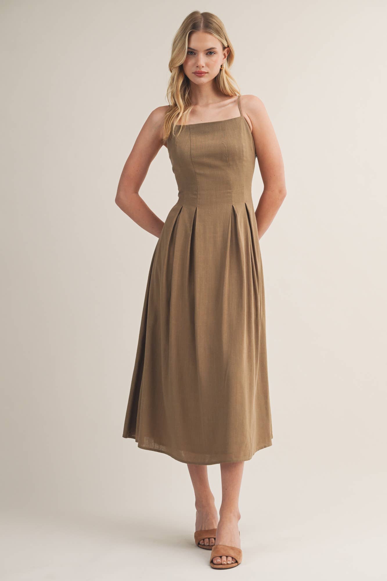 PLEATED TUCK CAMI DRESS