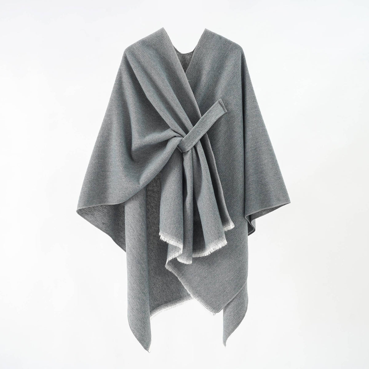 Asymmetrical plain chilly ruana
