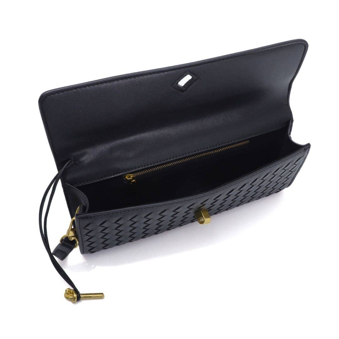 Black Woven Baguette Bag
