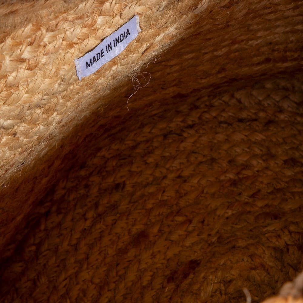 Chevron Pattern Jute Tote Bag