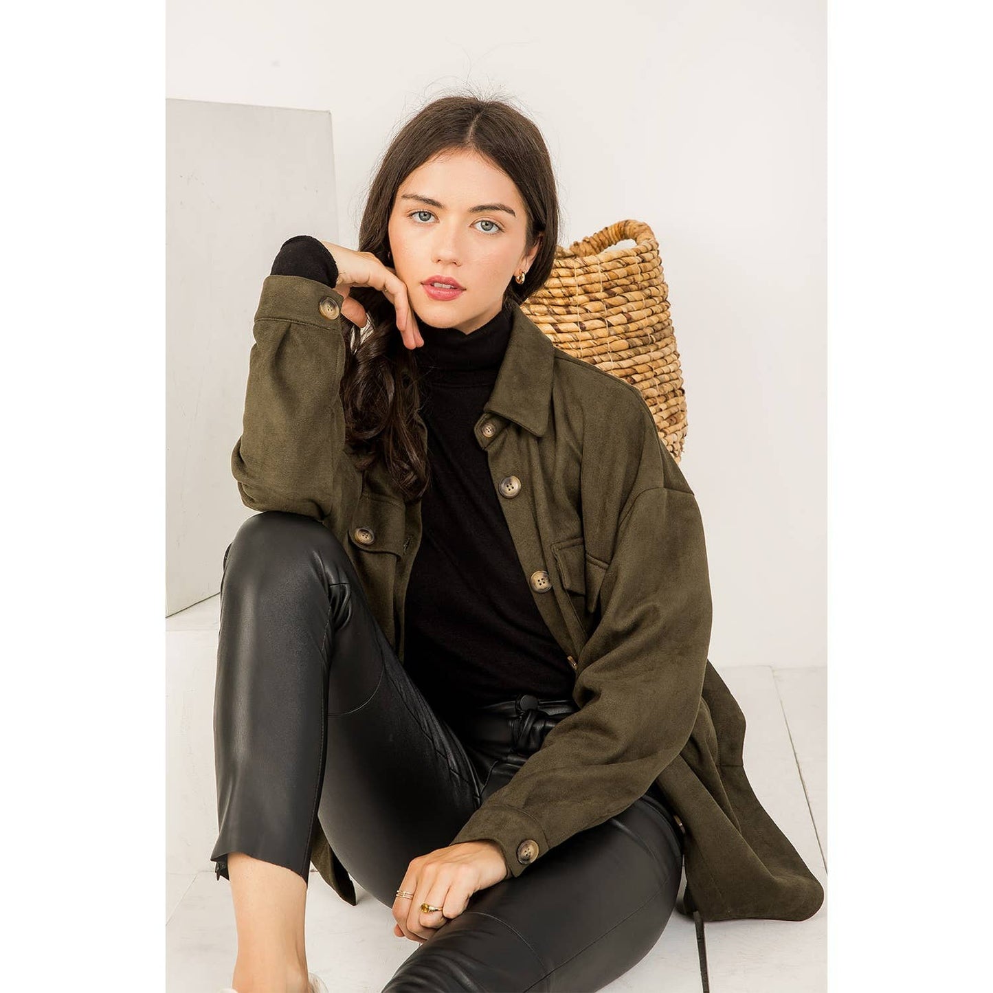Suede Button Up Jacket