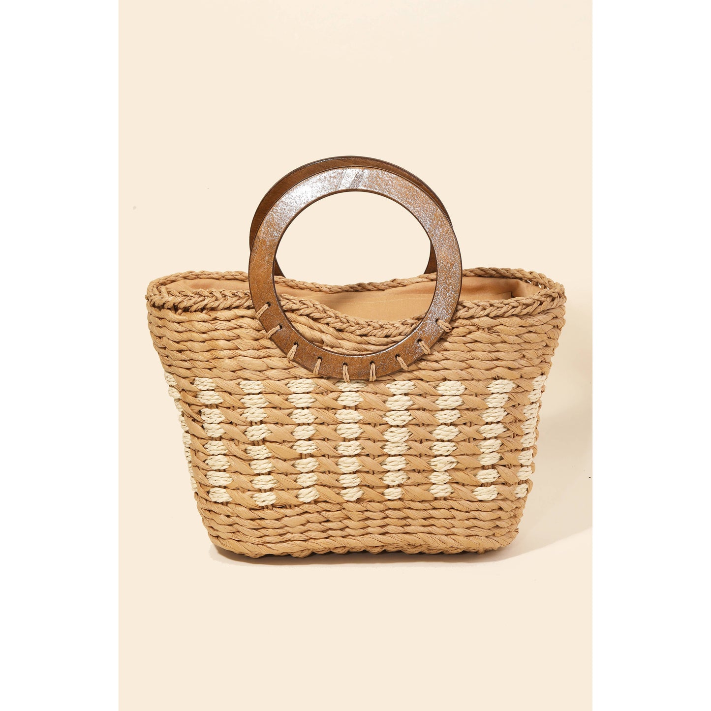 Small Braided Round Handle Tote Bag