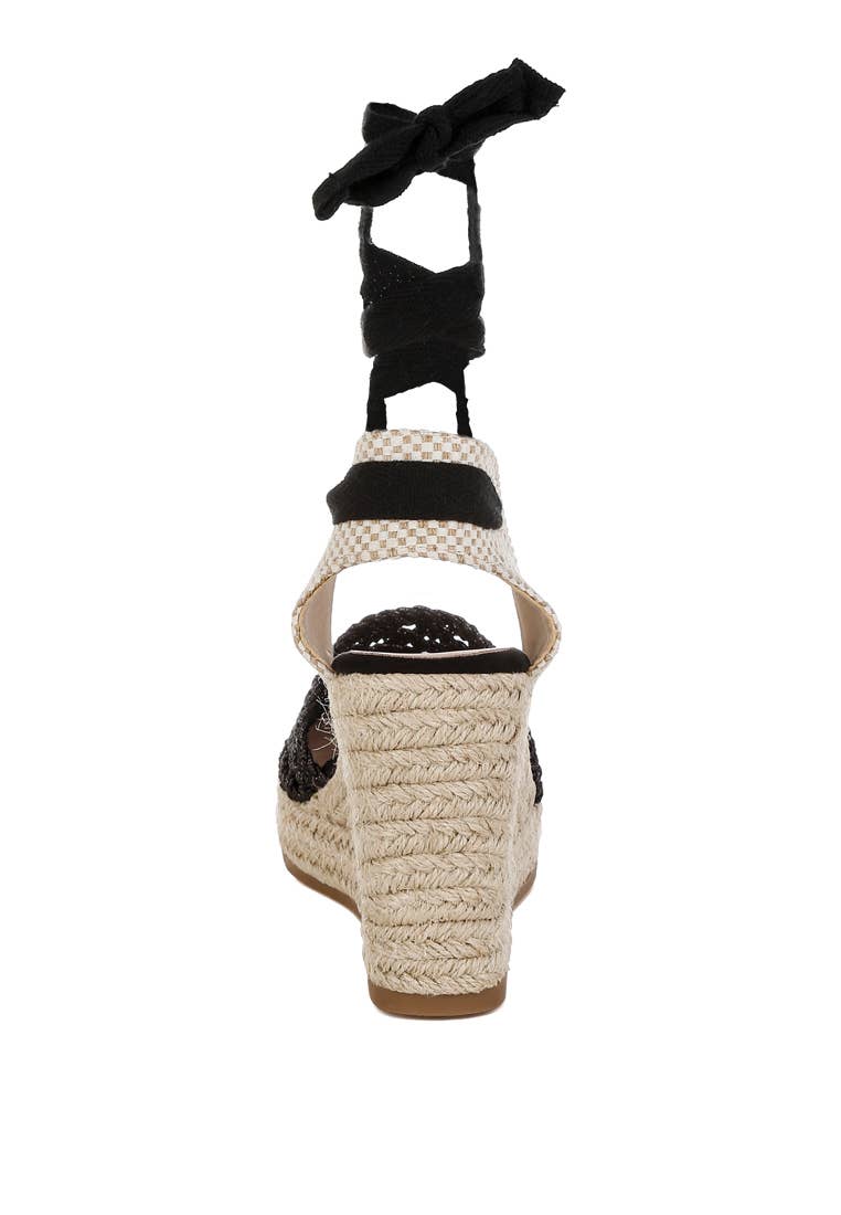 Sea Breeze Woven Lace-Up Espadrille Wedges
