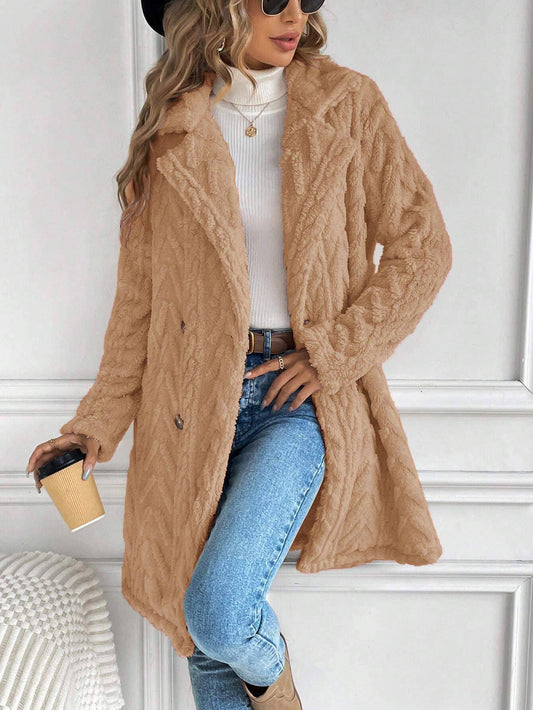 Houndstooth Pattern  Fleece Coat