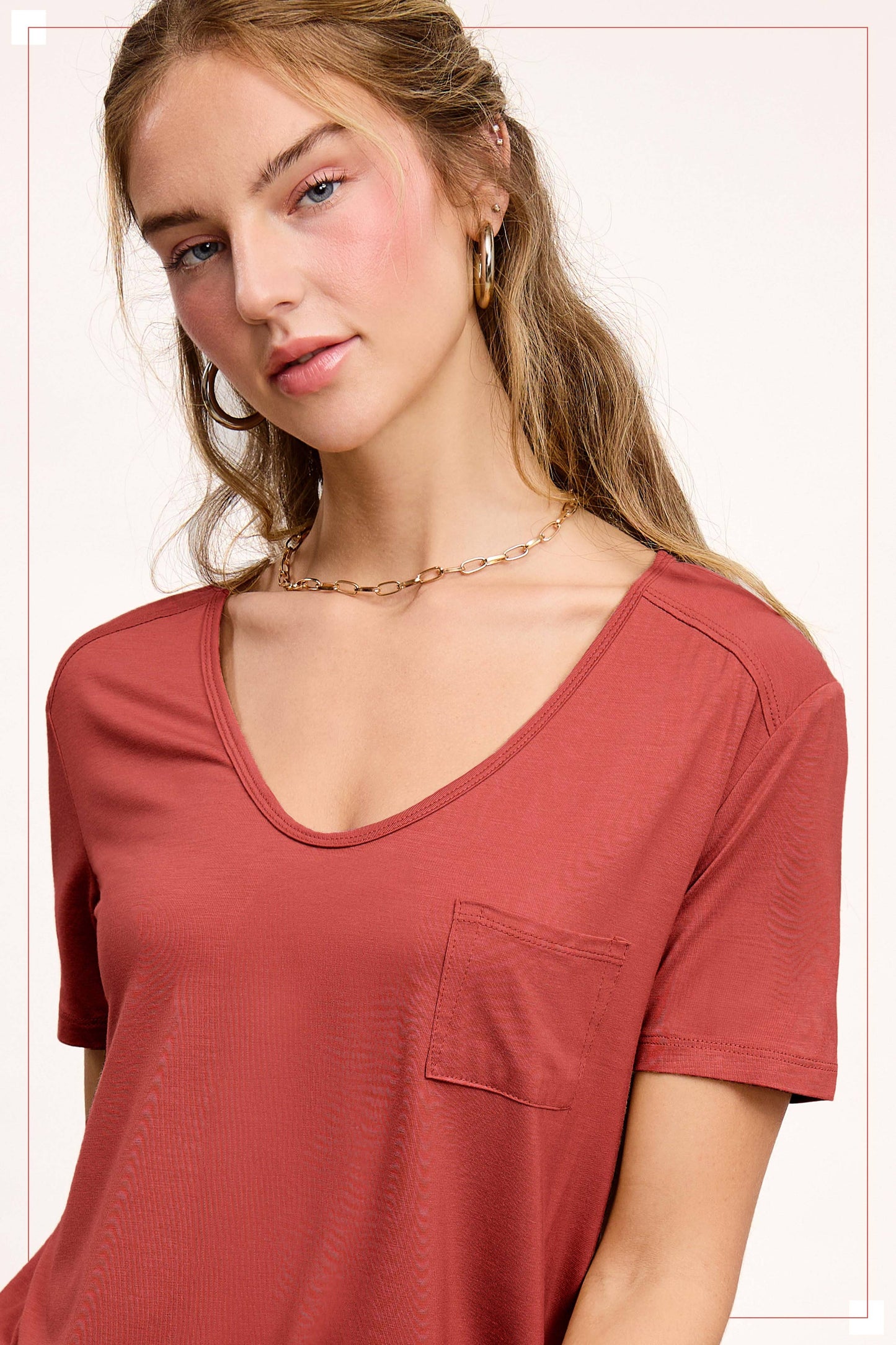 Super Soft Front Pocket Short Sleeve Basic Top