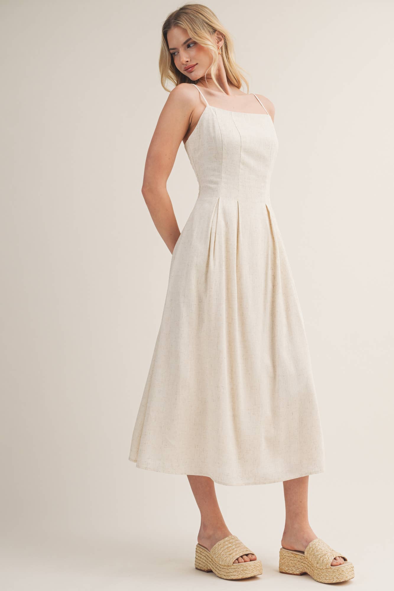 PLEATED TUCK CAMI DRESS