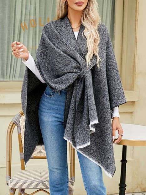 Asymmetrical plain chilly ruana