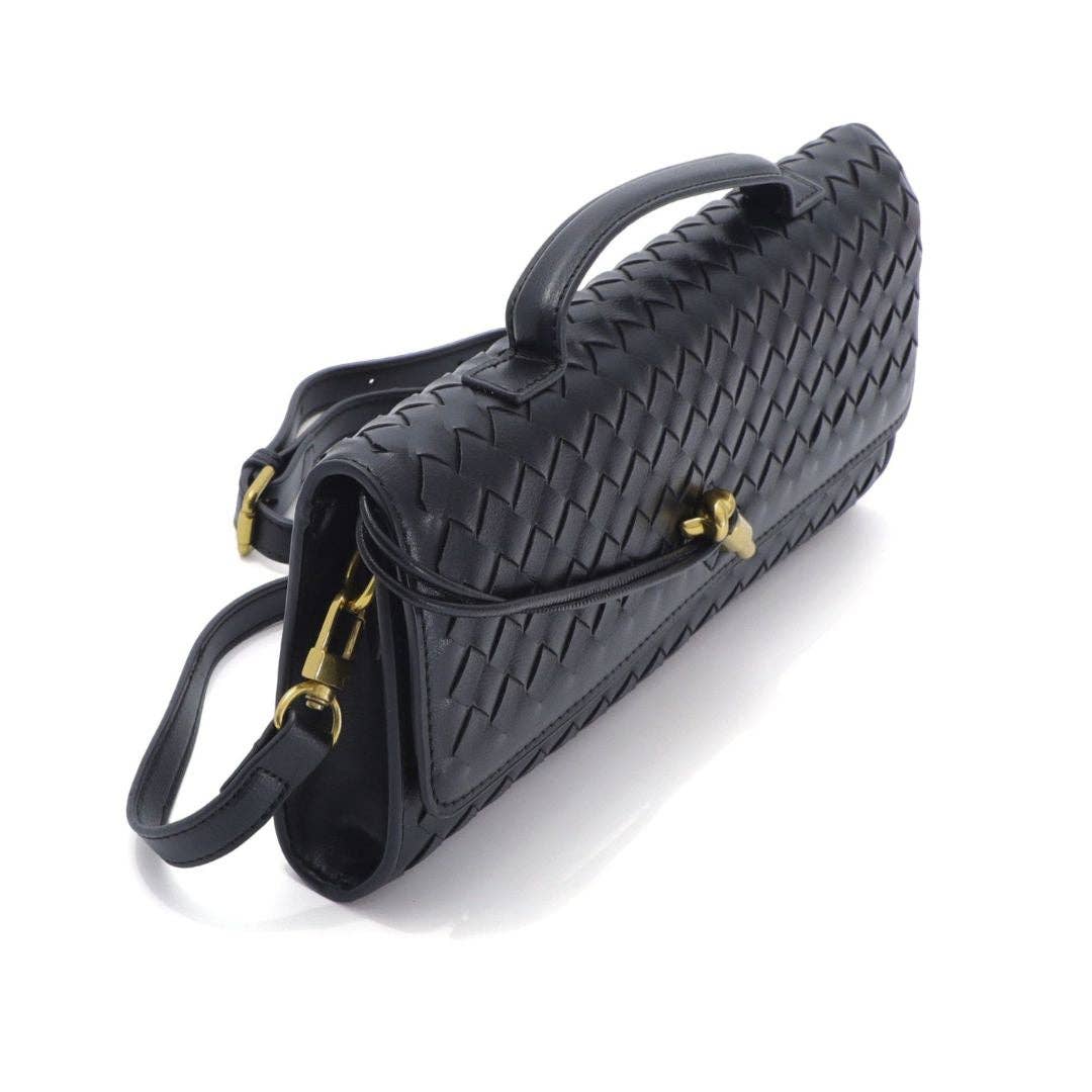 Black Woven Baguette Bag
