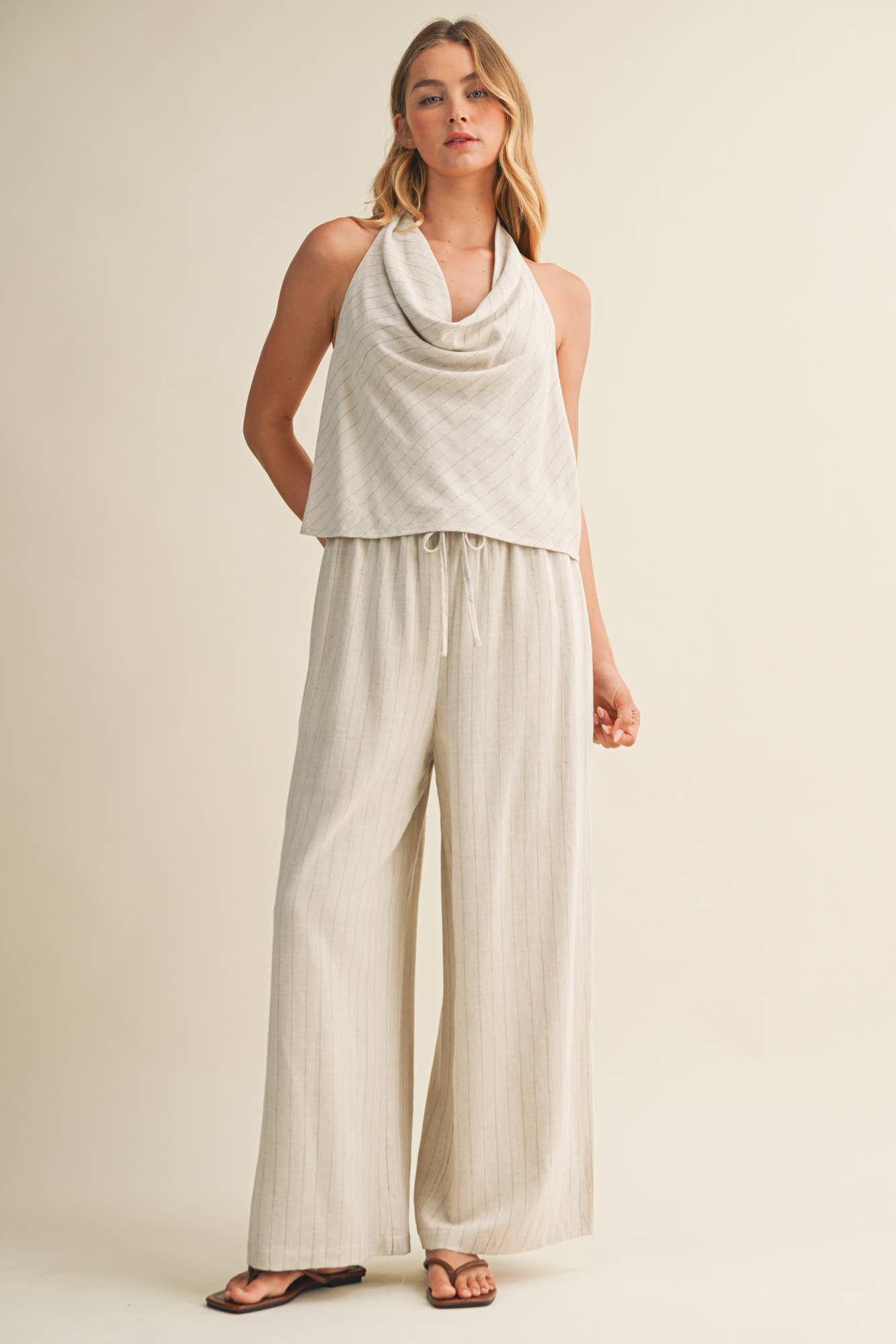 DRAWSTRING WAIST STRIPE PANTS