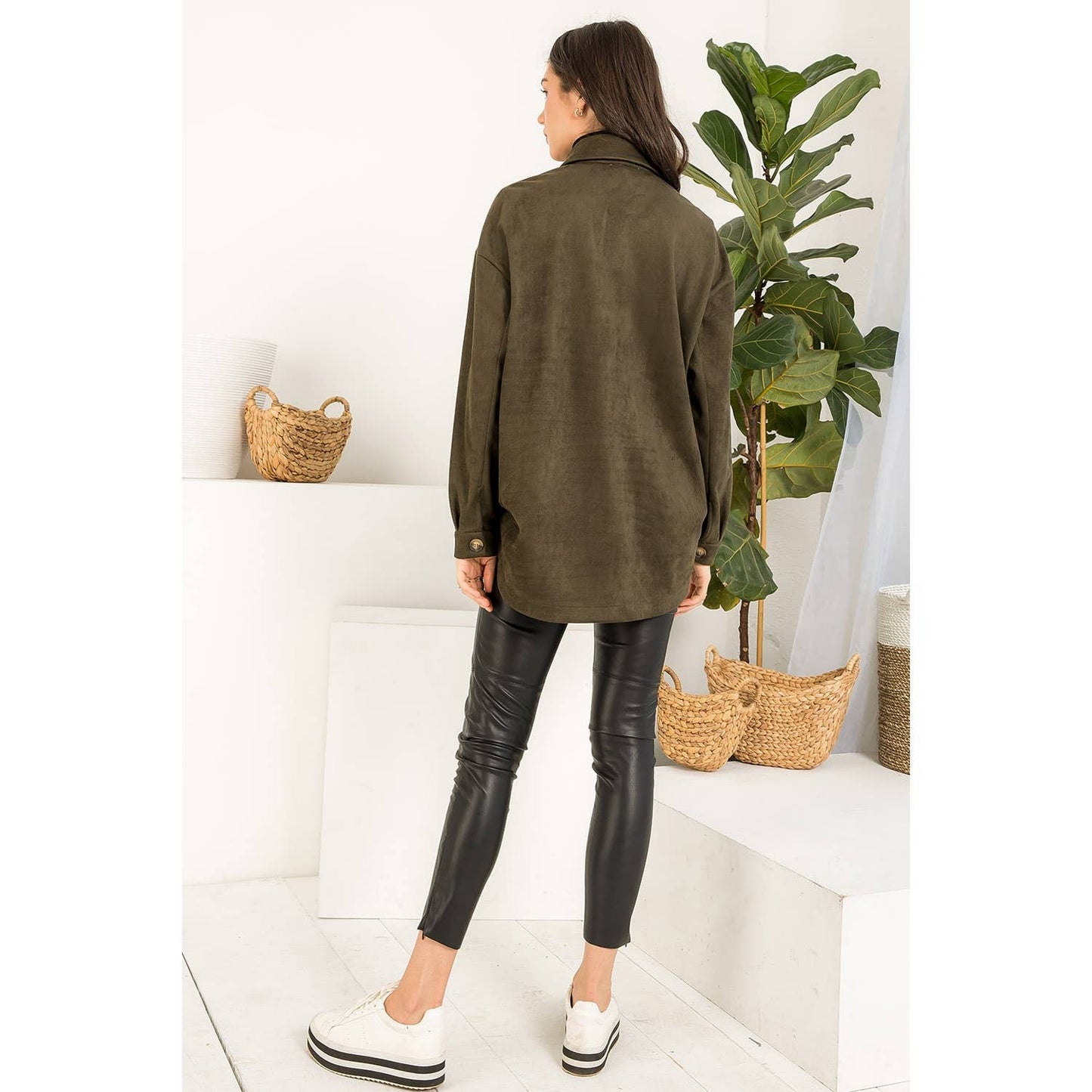 Suede Button Up Jacket
