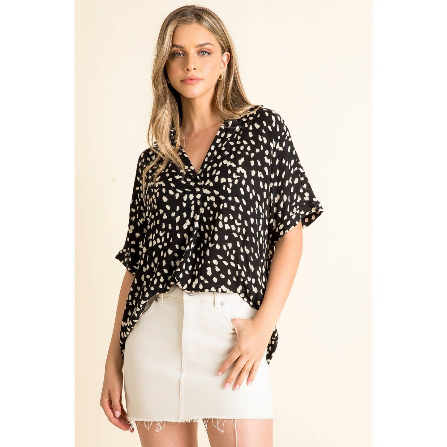 Collared Print Blouse