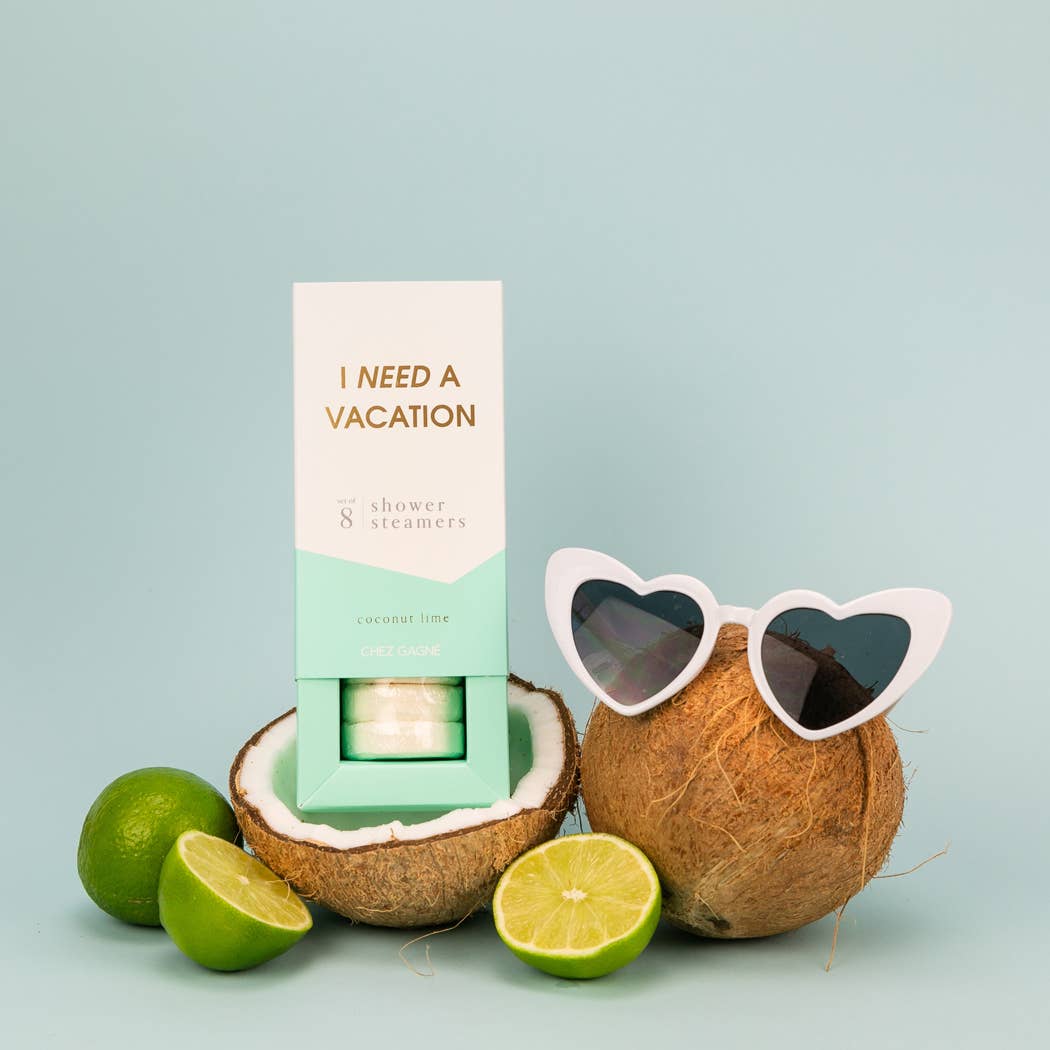 Chez Gagne I Need A Vacation - Aromatherapy Shower Steamers - Coconut Lime - Set of 8