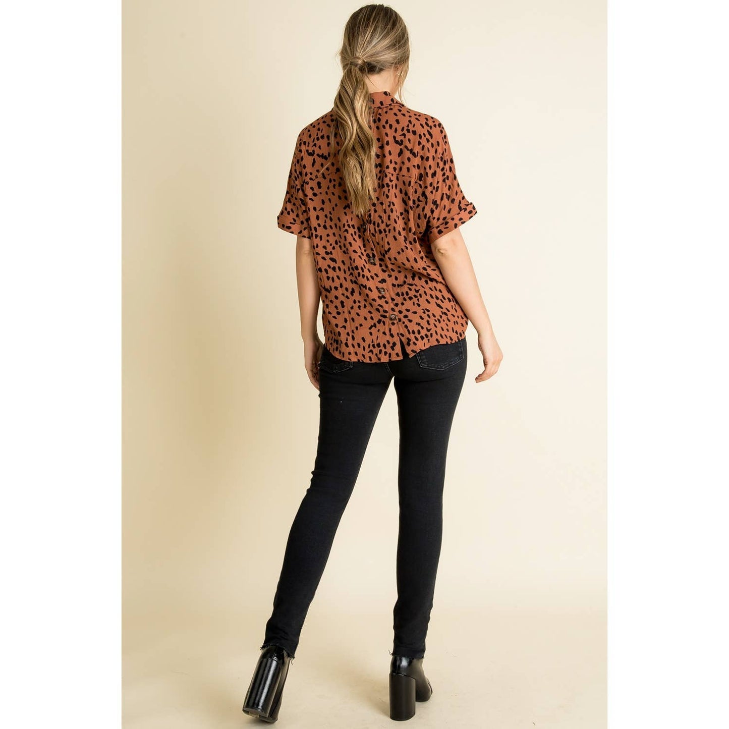 Collared Print Blouse
